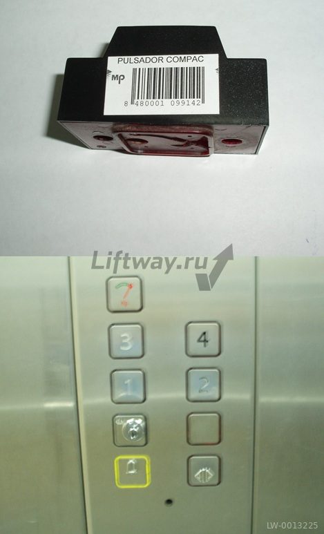 Кнопка приказа "4" PULSADOR COMPAC 24V красная подсветка