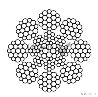 Канат PAWO 819W, d=6,5 mm, 8х19W-IWRC 1770 N/mm2 U-sZ стальной  сердечник (G.Wolf_C)
