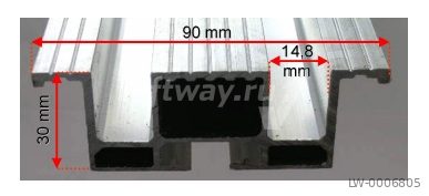 Порог ДШ дверей Fermator 2 паза 14.8мм L=1850мм