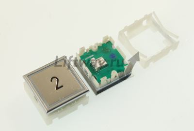 Кнопка "2" Thyssen KT40 STEP C 40х40мм (Европейский вариант) Голубая подсветка