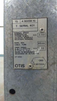 Ограничитель скорости OTIS APOLO правый 2,5 м/с, скорость срабатывания 3 м/с, трос 6 мм