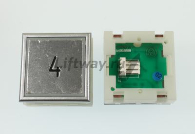 Кнопка "4" Thyssen KT40 STEP C 40х40мм (Европейский вариант) Голубая подсветка, без Браиля